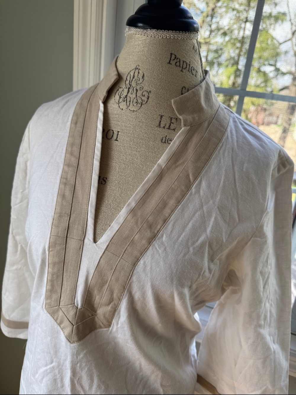 Preston & York Loretta lined white linen tunic sheath summer dress NWT size 8 - Picture 3 of 8